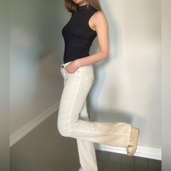 Bright Cream Sanctuary Velvet Bootcut Jeri Pants. - Picture 5 of 10
